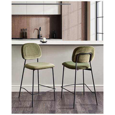 Set Di 2 Sedie Alte Duette Velluto Verde Oliva - Foto 1