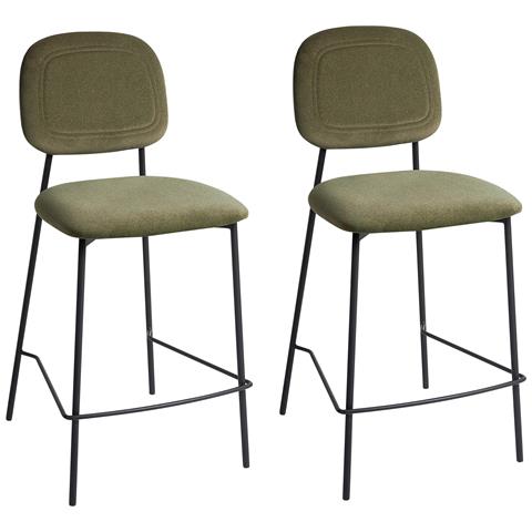 Set Di 2 Sedie Alte Duette Velluto Verde Oliva - Foto 2