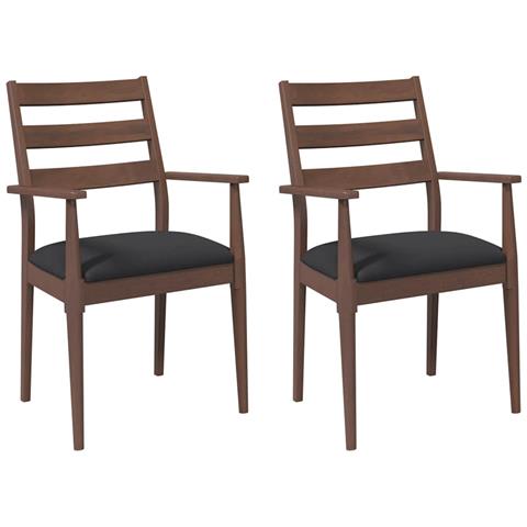 Sedie da Pranzo con Cuscini 2pz Marrone Legno Massello di Hevea - Foto 1