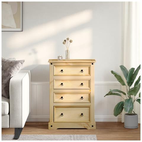 Cassettiera Corona 80x43x114 Cm In Legno Massello Di Pino - Foto 3
