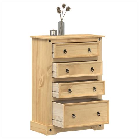 Cassettiera Corona 80x43x114 Cm In Legno Massello Di Pino - Foto 1