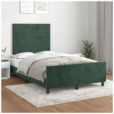 Giroletto Senza Materasso Verde Scuro 120x190 Cm Velluto - Foto 1
