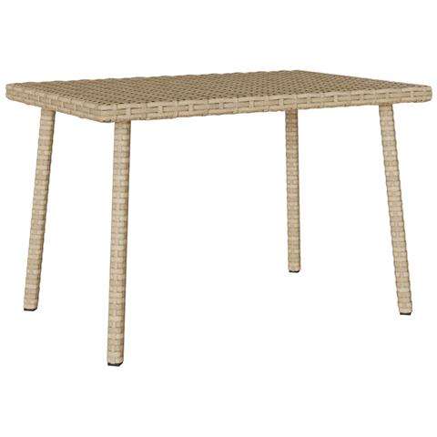 Tavolino Da Giardino Rettangolare Beige 60x40x37 Cm Polyrattan - Foto 1