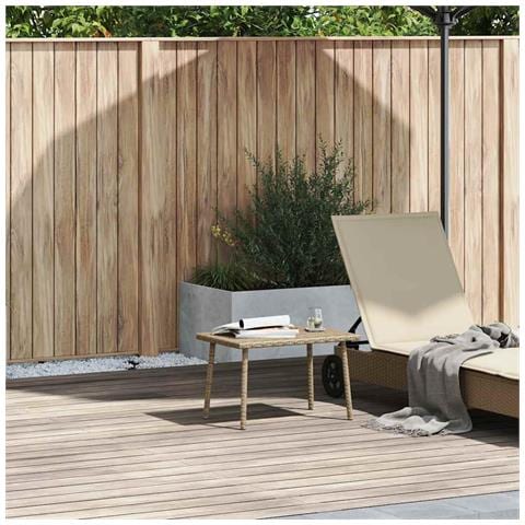 Tavolino Da Giardino Rettangolare Beige 60x40x37 Cm Polyrattan - Foto 2