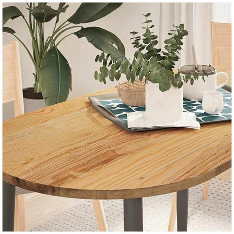 Piano Tavolo Marrone Chiaro 120x60x2cm In Rovere Massello Ovale - Foto 1