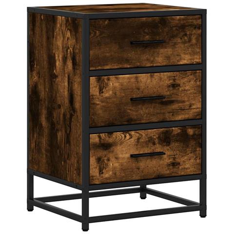 Comodino Rovere Fumo 40x34,5x60 Cm Legno Multistrato E Metallo - Foto 2