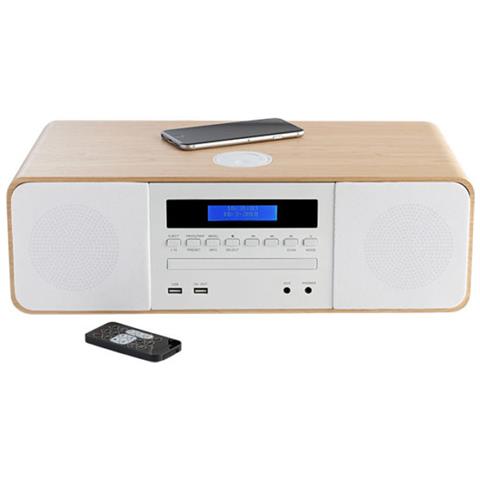 Microsistema Audio MIC201IDABBT 2.0 Canali 60 W CD DAB+ FM Bluetooth USB Carica Wireless Bianco Legno - Foto 2