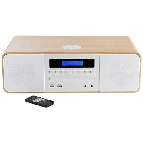 Microsistema Audio MIC201IDABBT 2.0 Canali 60 W CD DAB+ FM Bluetooth USB Carica Wireless Bianco Legno - Foto 1