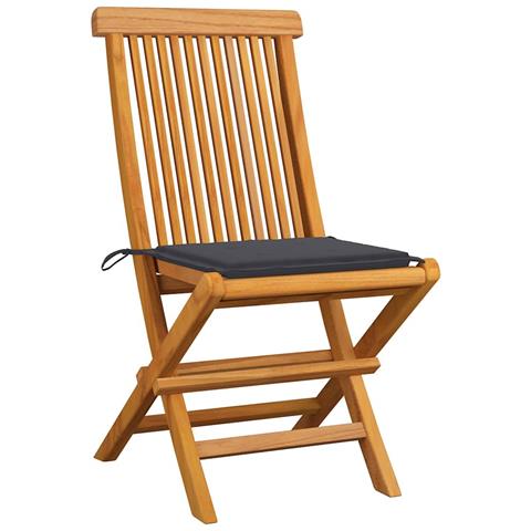 Sedie Da Giardino Con Cuscini Antracite 8 Pz Massello Di Teak - Foto 1