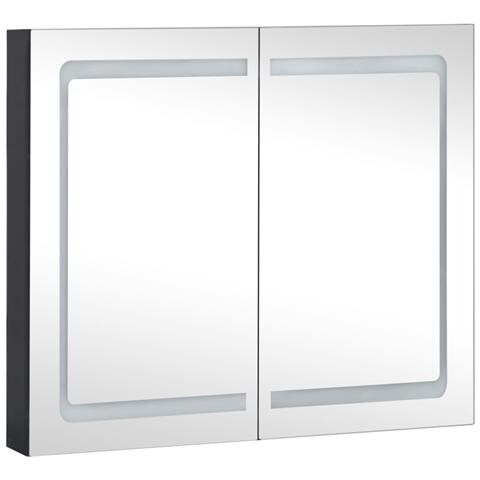 Armadietto Bagno Con Specchio E Led 80x12,2x68 Cm - Foto 2