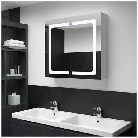 Armadietto Bagno Con Specchio E Led 80x12,2x68 Cm - Foto 8