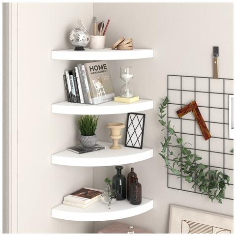 Scaffali Angolari A Parete 4 Pz Bianchi 35x35x3,8 Cm In Mdf - Foto 8