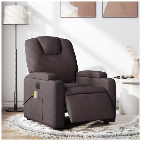 Lusso Casadino -  Poltrona Massaggio Reclinabile Elettrica Marrone Scuro Tessuto - Foto 8