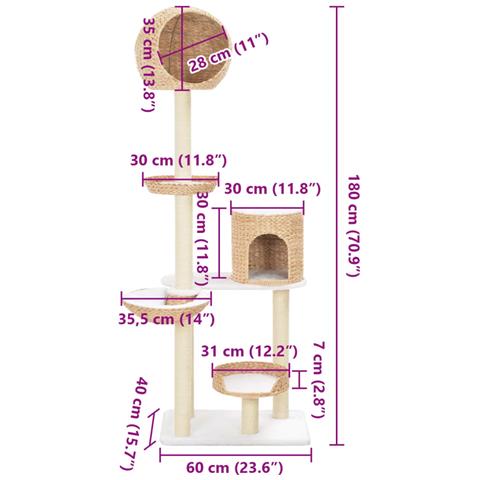 Lusso Casadino -  Albero Per Gatti Con Tiragraffi In Sisal Seagrass - Foto 6