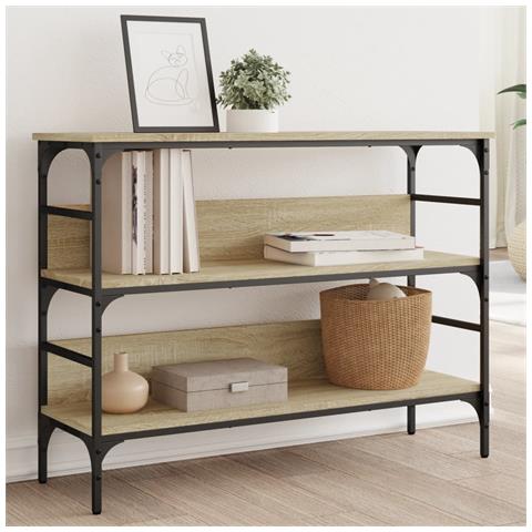 Tavolo Consolle Rovere Sonoma 100x32x75 Cm In Legno Multistrato - Foto 8