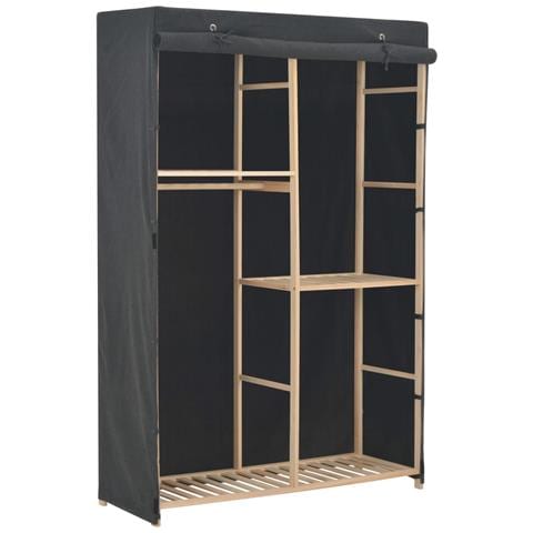 Armadio A 3 Ripiani Grigio 110x40x170 Cm In Tessuto - Foto 2