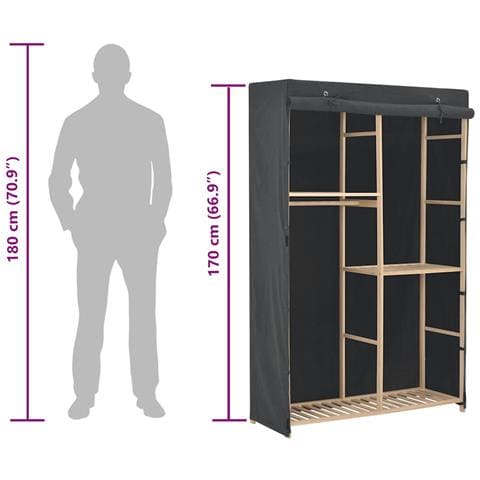 Armadio A 3 Ripiani Grigio 110x40x170 Cm In Tessuto - Foto 8