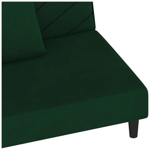 Divano Letto a 2 Posti con 2 Cuscini Verde Scuro in Velluto - Foto 9