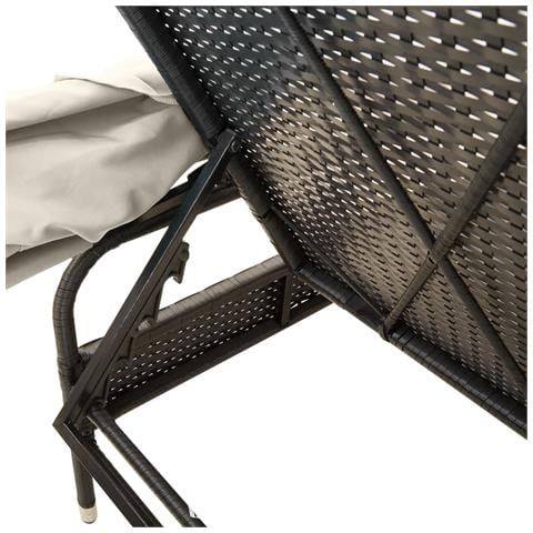 Lettino Prendisole con Baldacchino e Tavolino Nero Polyrattan - Foto 9