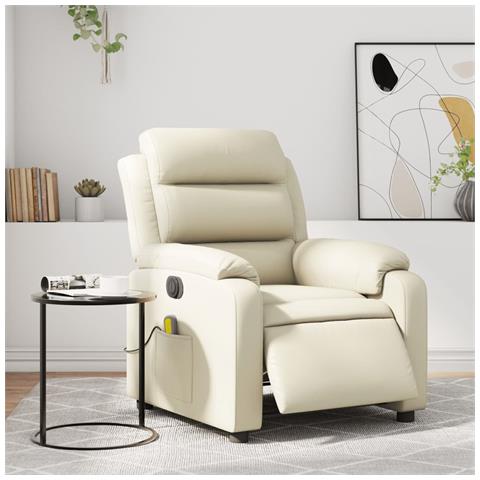 Poltrona Massaggiante Elettrica Reclinabile Crema Similpelle - Foto 2
