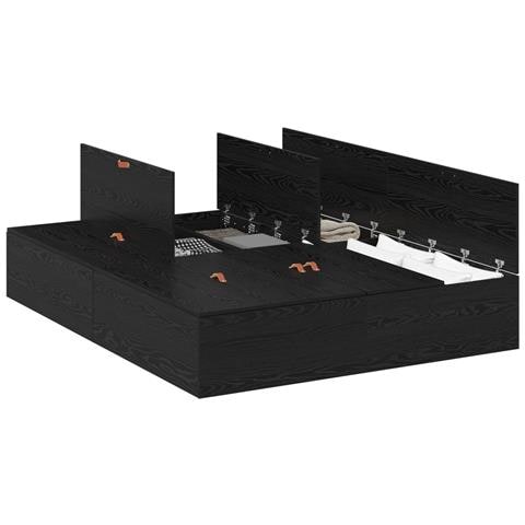 Struttura Letto con Contenitore in Rovere Nero 140x200 cm - Foto 1