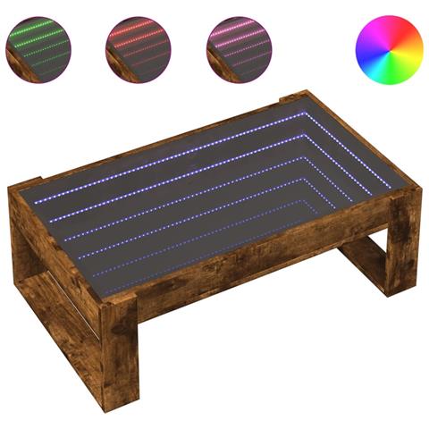 Tavolino da Salotto con LED Infinity Rovere Fumo 90x53x30 cm - Foto 1