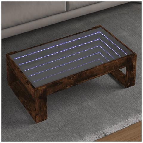 Tavolino da Salotto con LED Infinity Rovere Fumo 90x53x30 cm - Foto 2