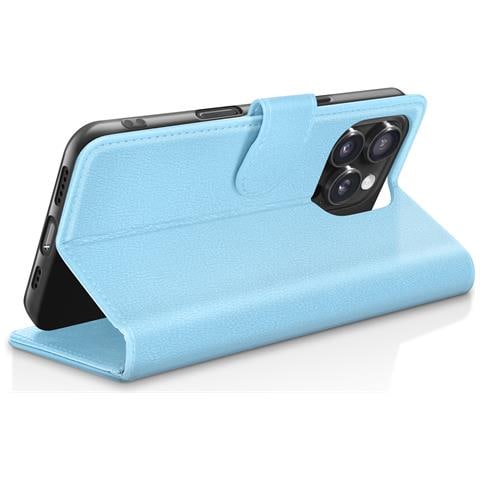 Custodia A Portafoglio Per Iphone 16 Pro Max Con Supporto E Linguetta Magnetica, Azzurro - Foto 2
