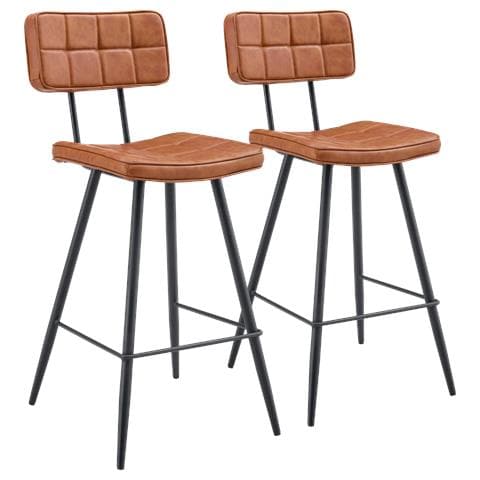 Set Di 2 Sgabelli Da Bar Fernand In Similpelle Cognac - Foto 1