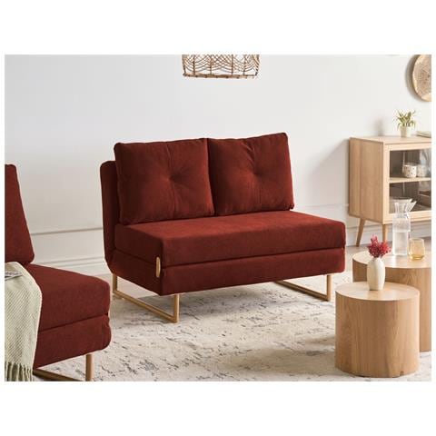 Divano Letto 2 Posti Jerslev Tessuto Rosso - Foto 1