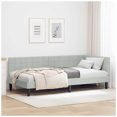 Cornice del letto ad angolo Grigio chiaro 90 cm x 200 cm - Foto 2