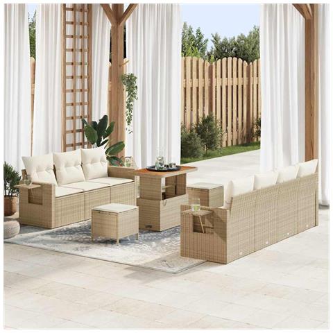 Set Divano da Giardino 10 pcs beige e panna 90 x 55 x 71 cm - Foto 2