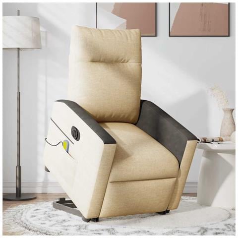 Poltrona Alzapersona Massaggiante Elettrica Crema in Tessuto - Foto 2