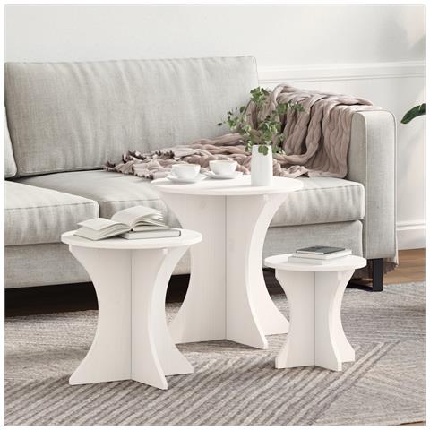 Tavolino da salotto 3 pcs Bianco 46 x 46 x 47 cm - Foto 2