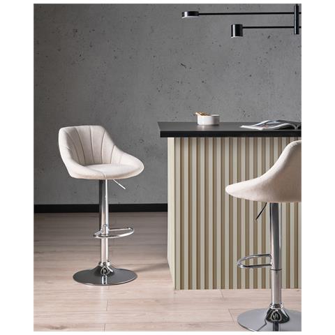 Set Di 2 Sgabelli Da Bar Lucca Tessuto Beige Chiaro - Foto 1