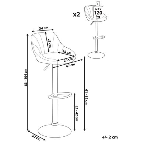 Set Di 2 Sgabelli Da Bar Lucca Tessuto Beige Chiaro - Foto 7