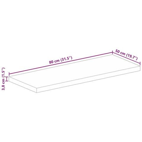 Piano Tavolo 80x50x3,8 cm Rettangolare Legno Massello Acacia - Foto 9