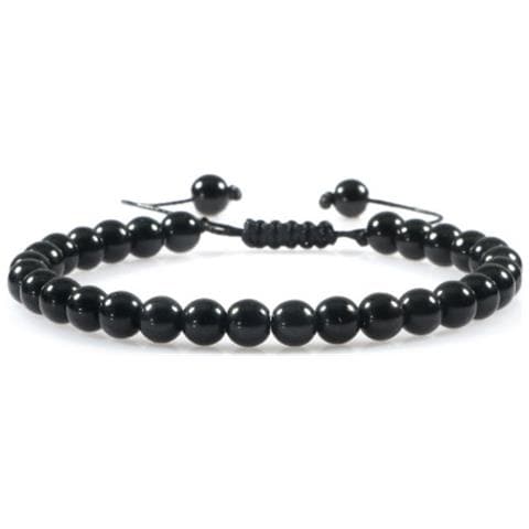Bracciale In Ossidiana Nera 6mm - Bracciale Regolabile Fatto A Mano Con Perle Di Ematite - Foto 1