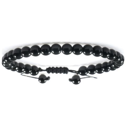 Bracciale In Ossidiana Nera 6mm - Bracciale Regolabile Fatto A Mano Con Perle Di Ematite - Foto 2
