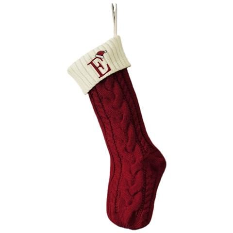 Calza Di Natale Ricamata Con Lettera E - Decorazione Festiva Per Le Feste - Foto 1