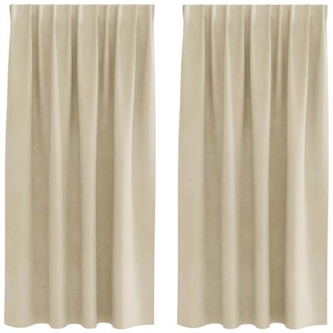 Tende con tende 2 pcs Crema 140 x 175 cm Velluto - Foto 1