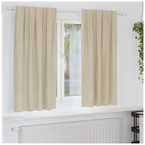 Tende con tende 2 pcs Crema 140 x 175 cm Velluto - Foto 2