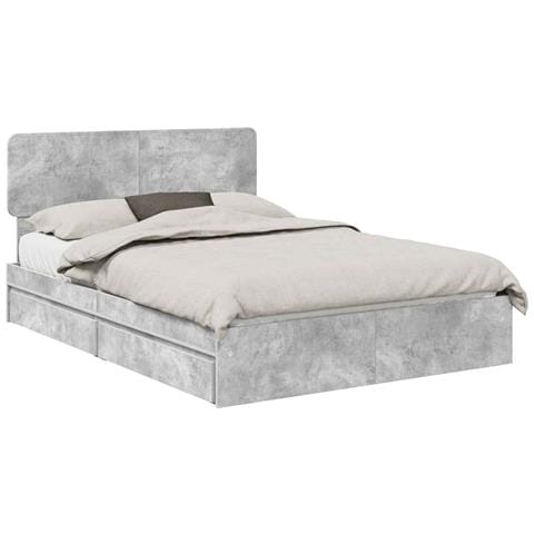 Letto con Contenitore con testiera Grigio cemento 150 x 200 cm - Foto 1