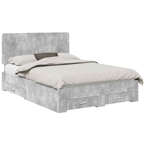 Struttura del letto con cassetto Grigio cemento 140 x 190 cm - Foto 1