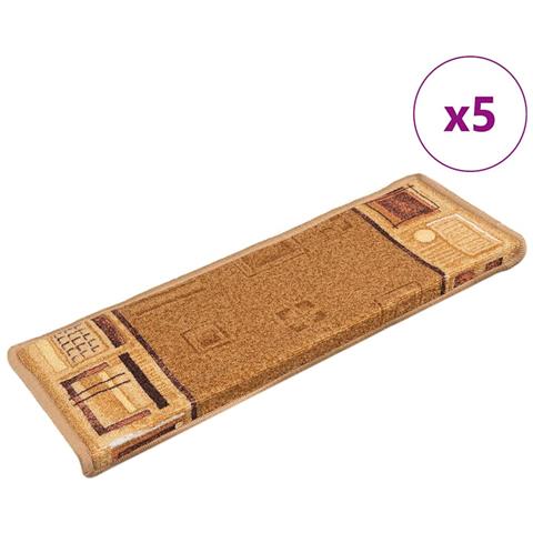 Tappetini per Scale Autoadesivi 5 pz 65x21x4 cm Beige - Foto 1
