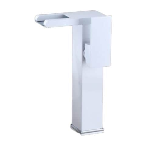 Rubinetto per lavabo da bagno, Blackswan, tipo M299, modello alto bianco con bocca a cascata e LED, misura 24 cm - Foto 1