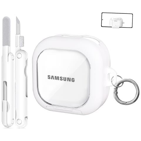 Custodia Protettiva Compatibile Con Samsung Buds4/4 Pro Con Penna Di Pulizia, Supporto Trasparente E Chiusura Di Sicurezza White - Foto 1