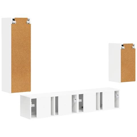 Set mobile TV Montaggio a parete 4 pcs Bianco Legno multistrato - Foto 9