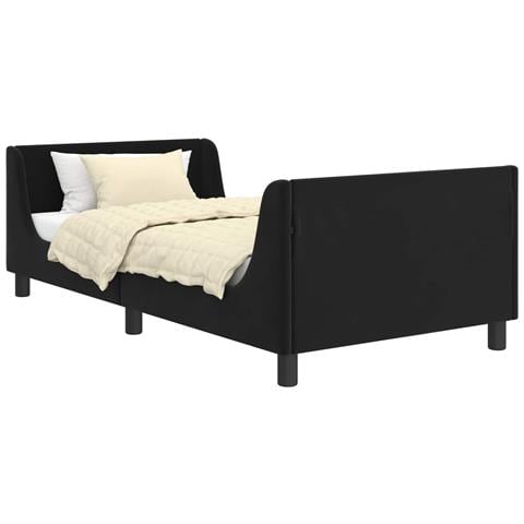 Struttura letto bambini con testata Nero 90 x 200 cm Velluto - Foto 1