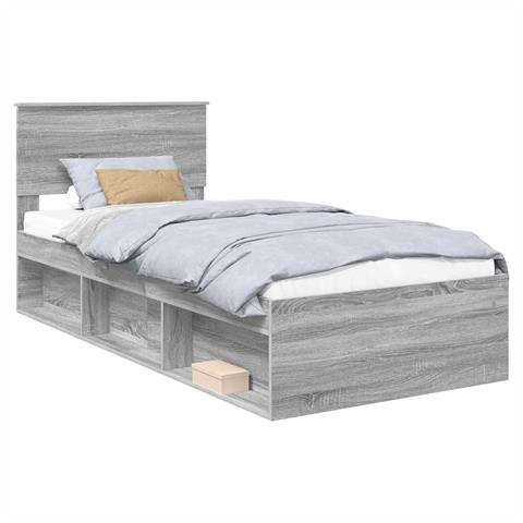 Struttura del letto con testiera Grigio Sonoma 100 x 200 cm - Foto 1